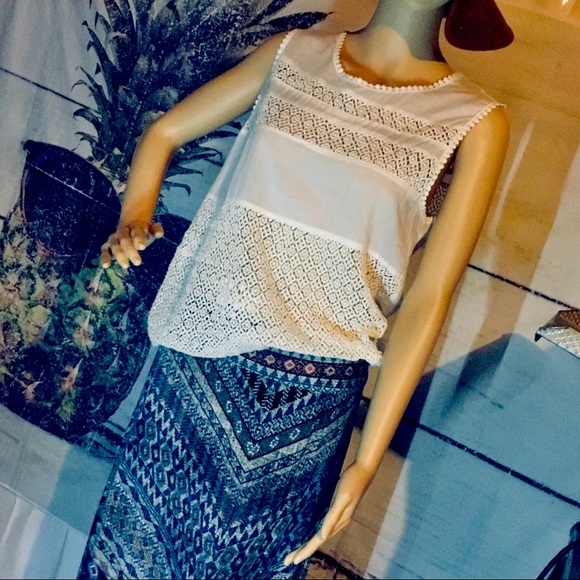 blue pineapple Tops - Bohemian White Sz. M Top 5x25